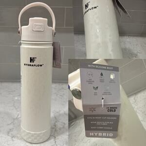 Hydraflow Hybrid Copper Lined Tall Narrow Steel White Cheetah Water Bottle 25oz